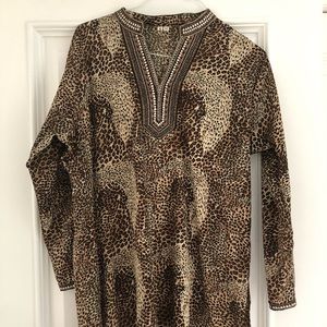 Indian Leopard Print Summer Tunic Blouse